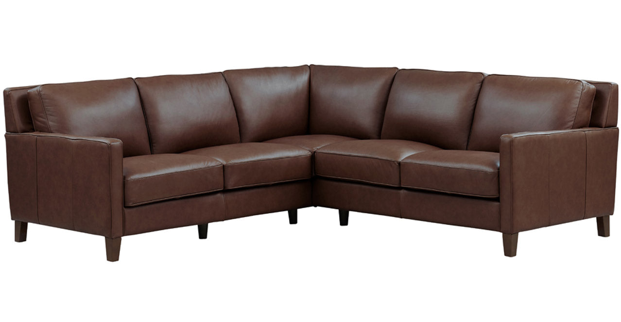 Ashby Leather Sectional Collection, Caramel Brown